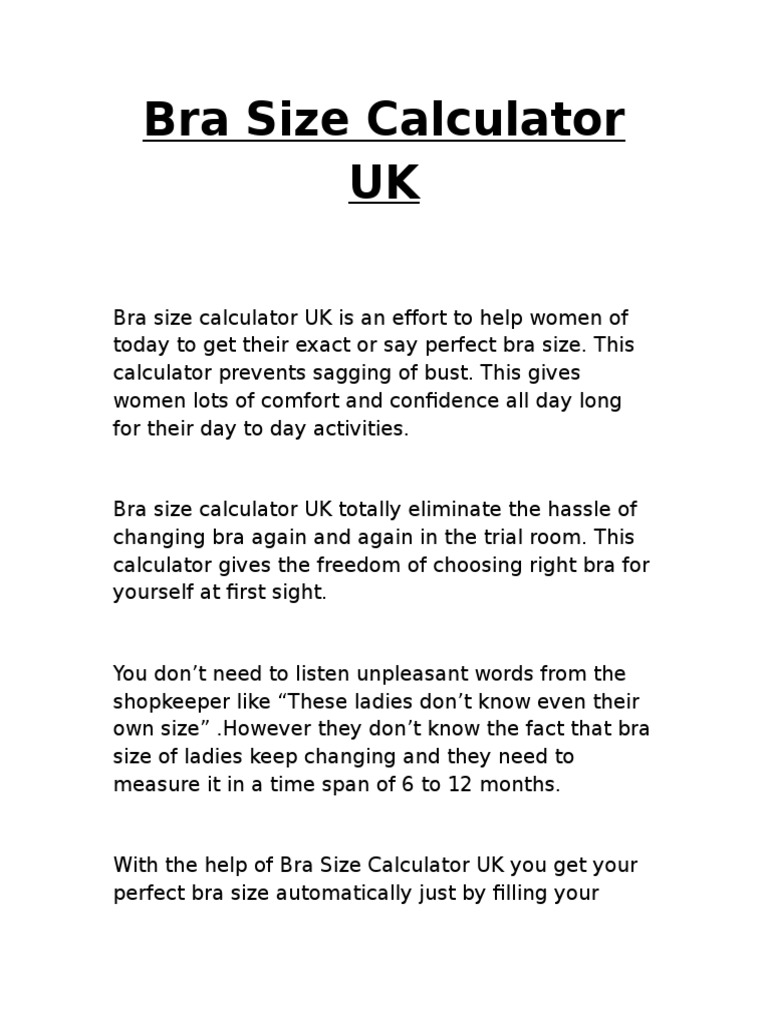 Bra Size Calculator Uk, PDF, Bra