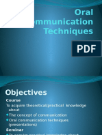 Oral Communication Techniques-course Objectives 2016