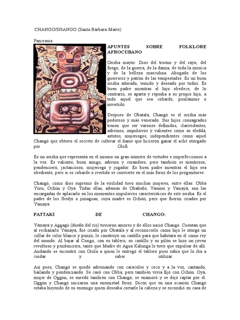 Chango | PDF | Santeria | Religión y creencia