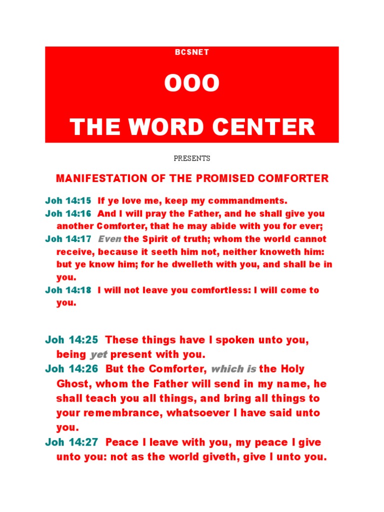 Manifestation of Promised Comforter PDF Trinity Jesus