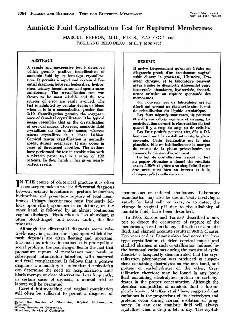 Fern Test, ROM Pregnancy Vagina