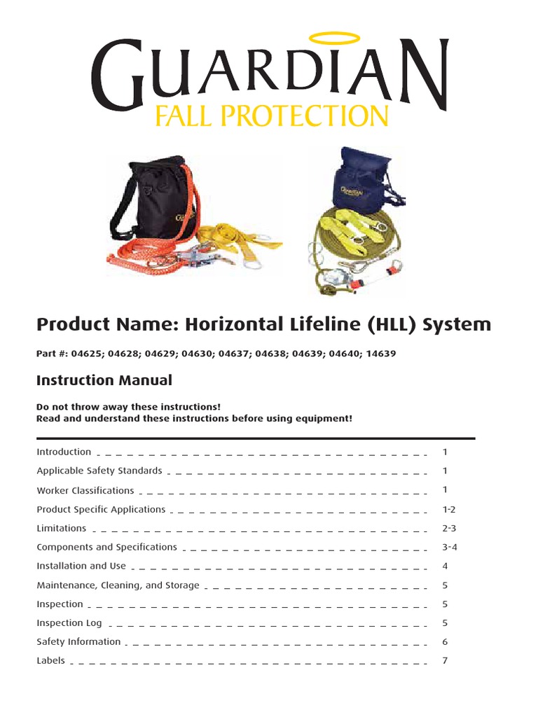 Horizontal Lifeline System Manual | PDF | Occupational Safety And ...