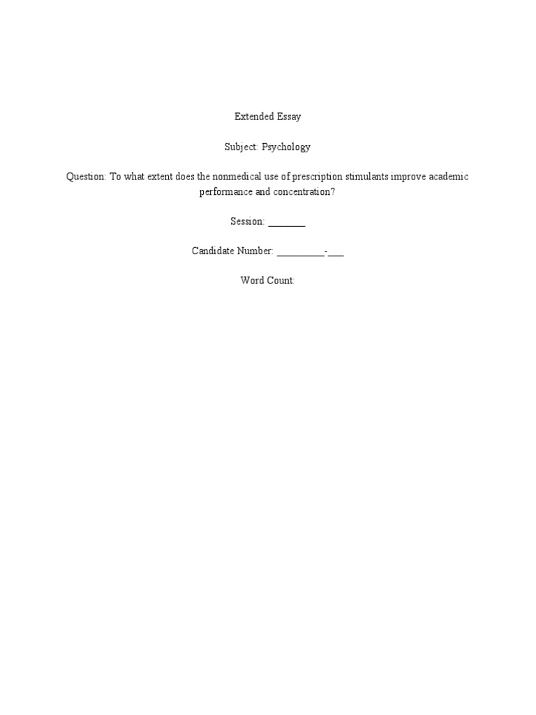 title page for extended essay ib