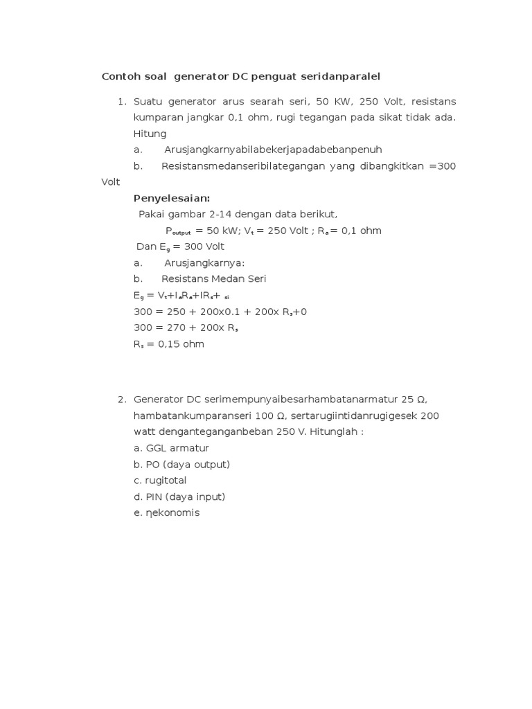 82015840 Contoh Soal Generator Dc Penguat Seri Dan Paralel