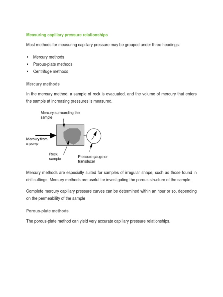 Capillary Pressure Measurement Methods | PDF | Capillary | Pressure