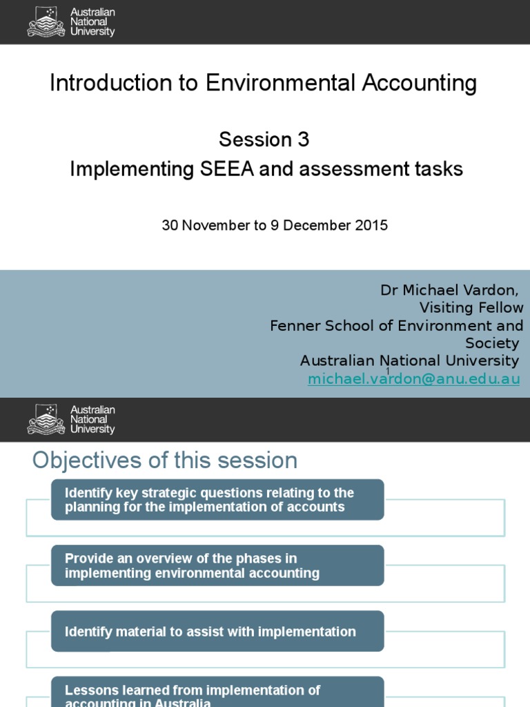 Introduction To Environmental Accounting: Session 3 Implementing SEEA ...