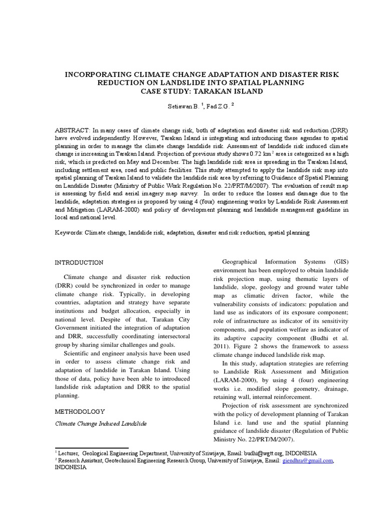 Incorporating Climate Change Adaptation and Disaster Risk Reduction On ...