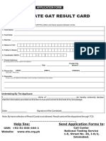 Duplicate Gat Result Card S T NS T N: Personal Information