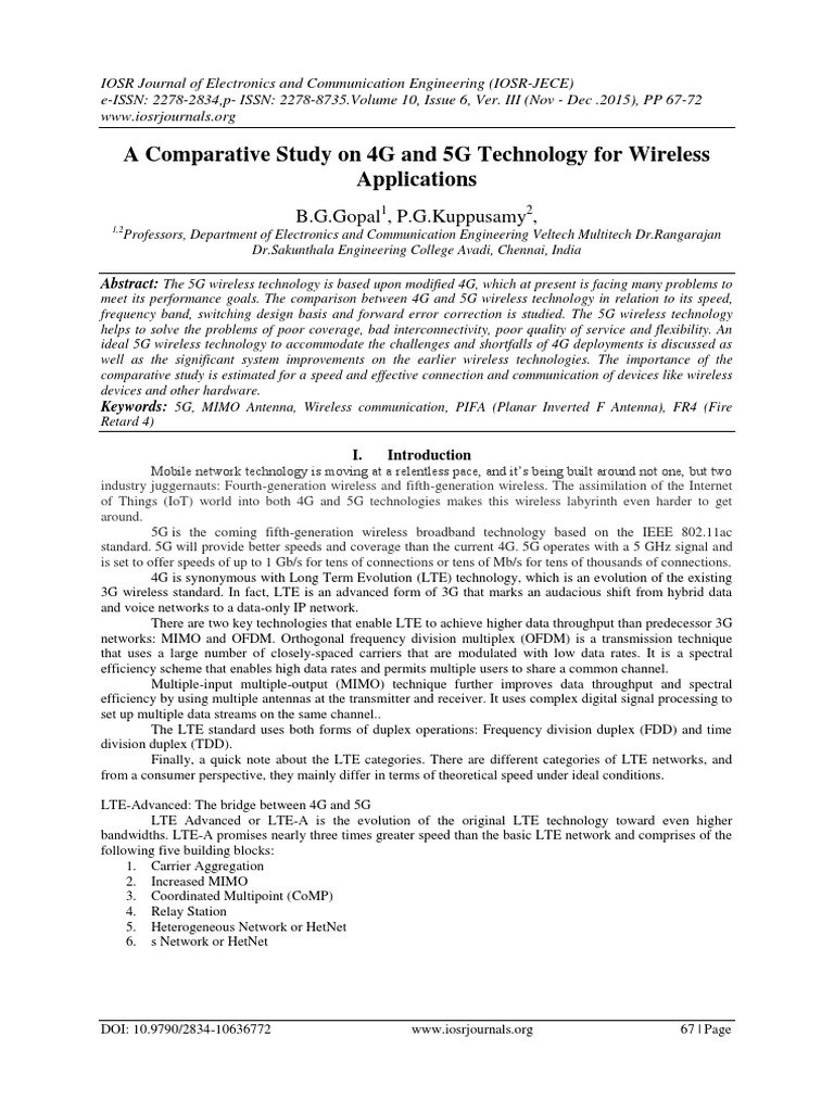 Comparative Analysis of 4G vs 5G Technology | PDF | 4 G | Lte Advanced