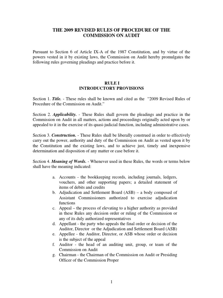 COA 2009 Revised Rules of Procedure | PDF
