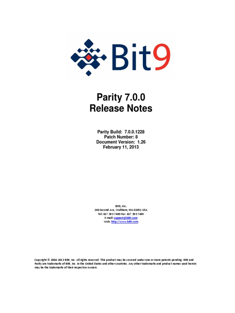 Parity Release Notes - V7.0.0 General Availability | PDF | Installation ...