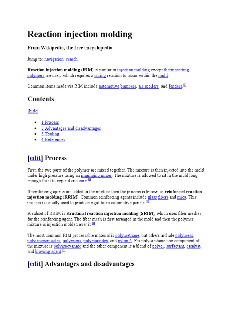 Reaction Injection Molding | PDF | Process Engineering | Industrial ...