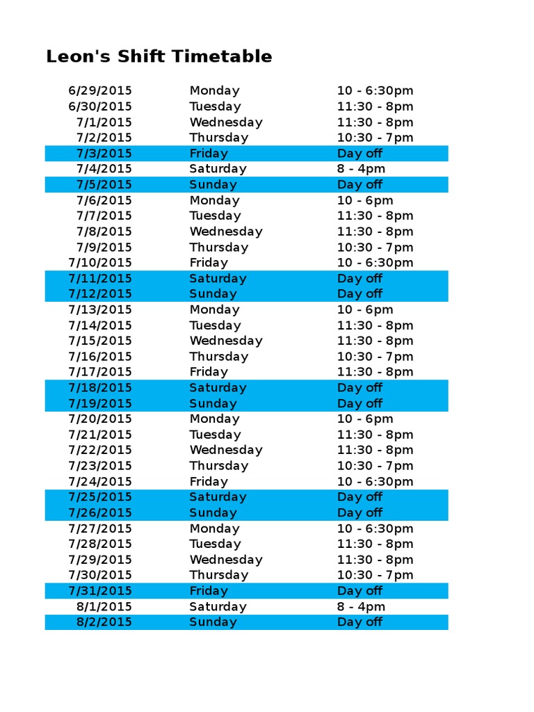 Timetable | PDF