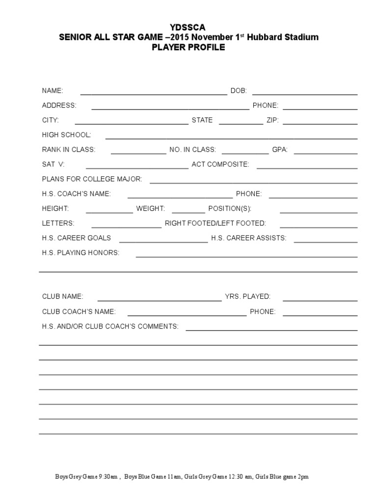 2015 YDSSCA Senior All Star Game Details | PDF