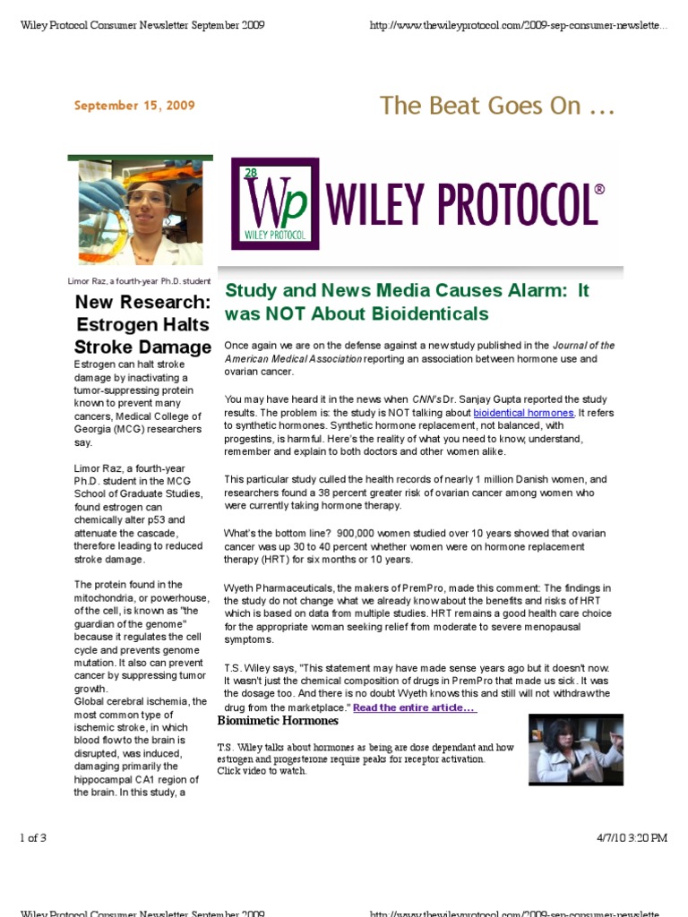 Wiley Protocol Consumer Newsletter September 2009 | PDF | Hormone ...
