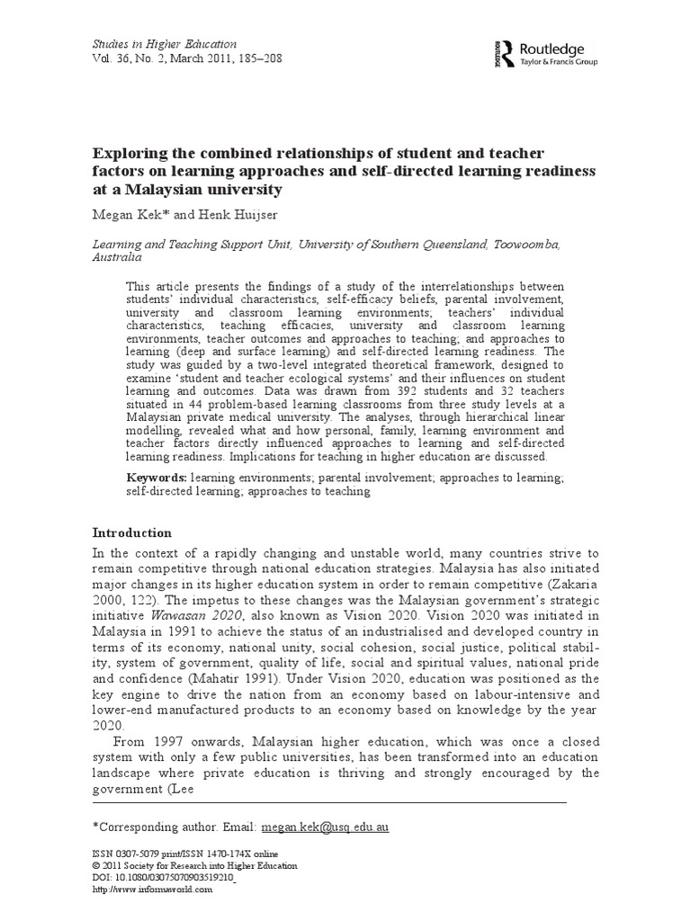 Exploring The Combined Relationships of Student and Teacher Factors On ...
