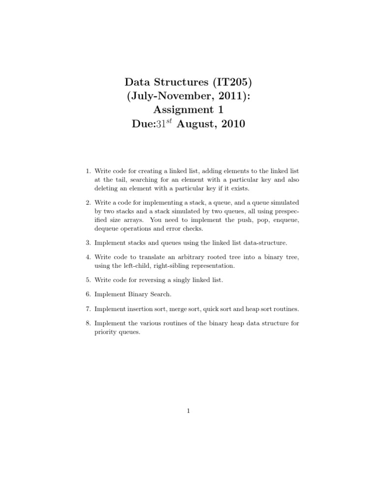 Data Structures Assignment: Linked Lists & More | PDF