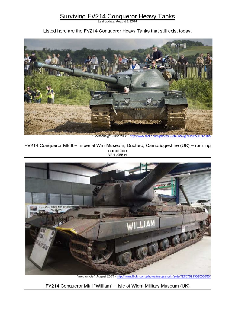 Surviving FV214 Conqueror Tanks | PDF | Tanks | Military