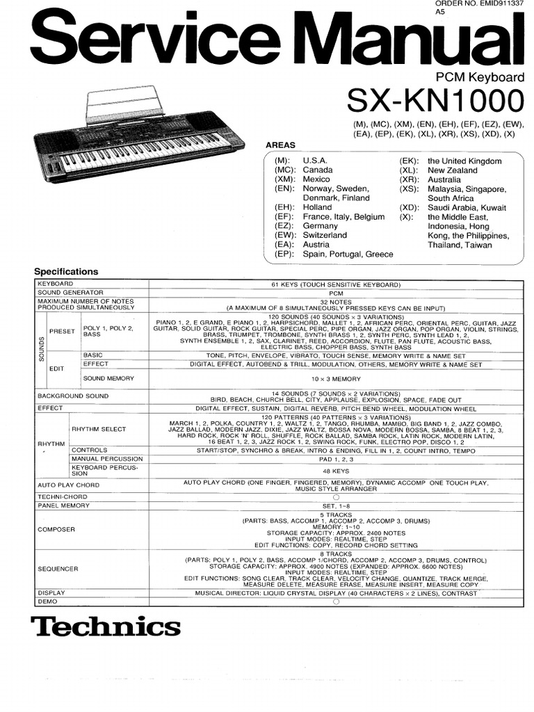 Technics Sx-kn1000 Service Manual