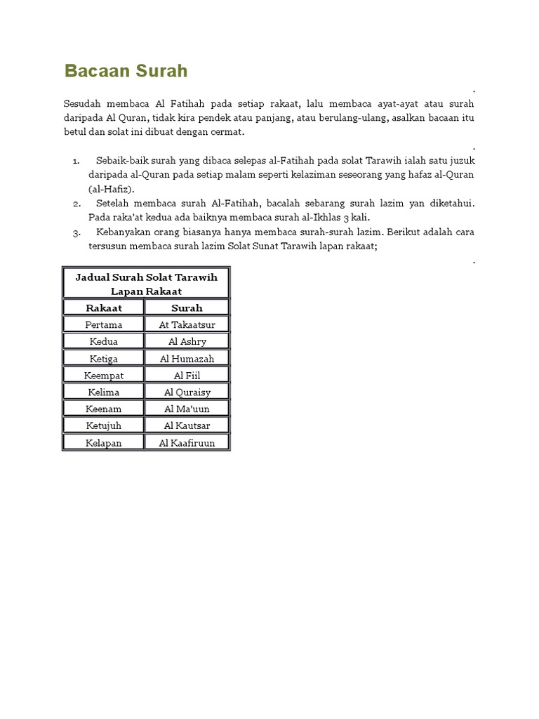 Bacaan Surah Tarawih Pdf
