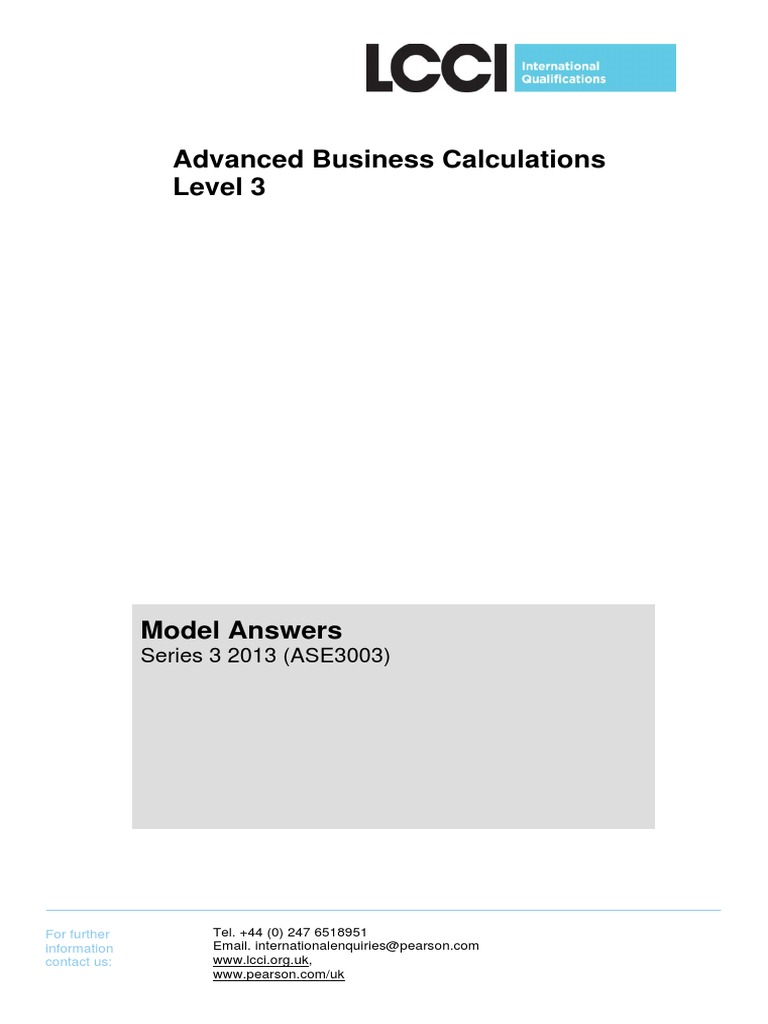 Answers Series 3 2013 | PDF | Pound Sterling | Interest