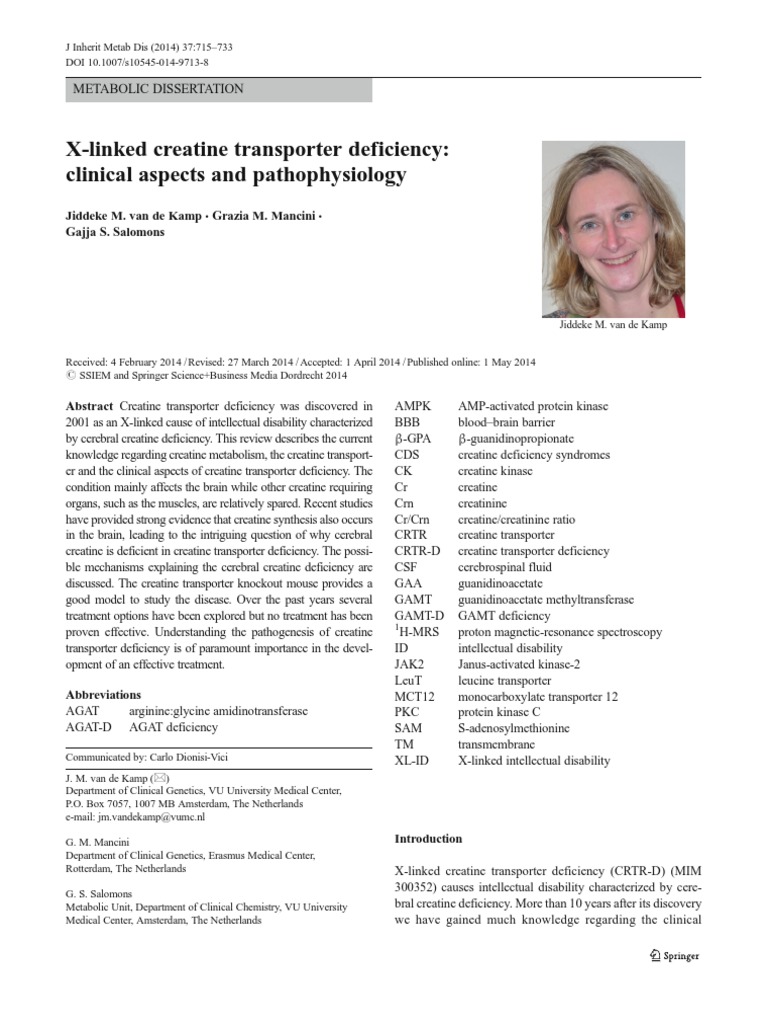 X-Linked Creatine Transporter Deficiency | PDF | Creatinine | Hormone