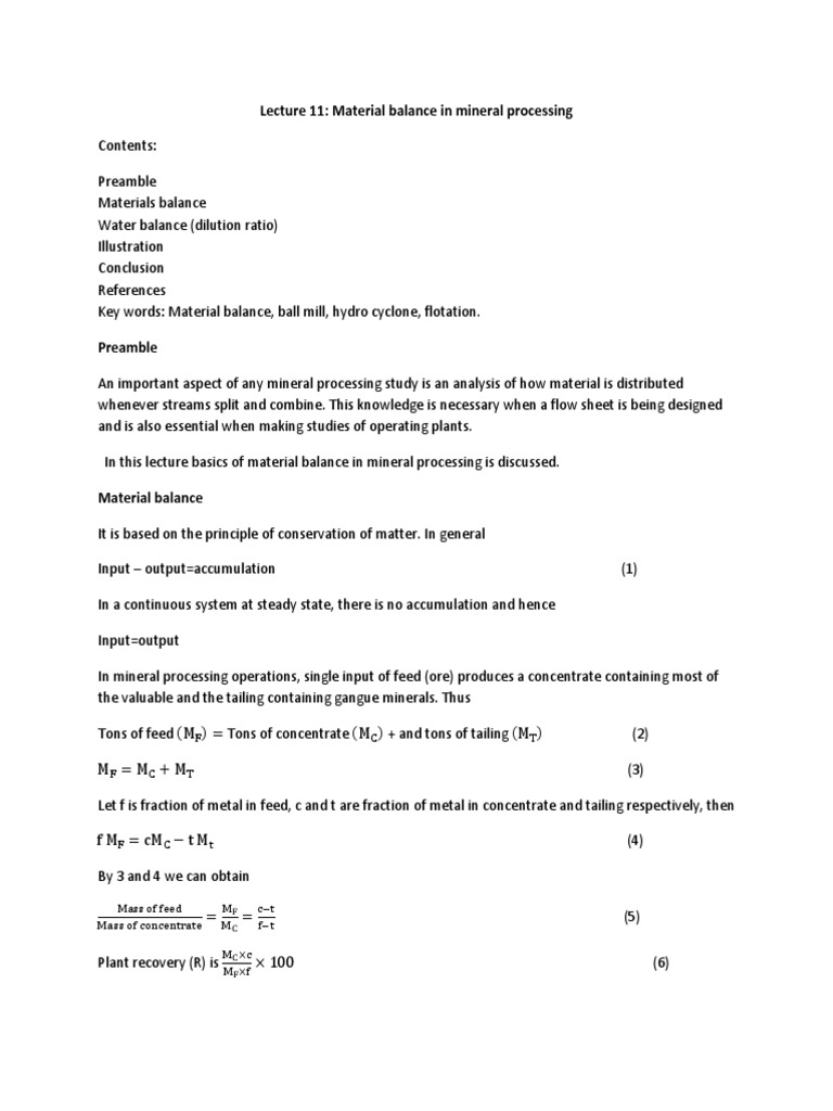 Material Balance | PDF