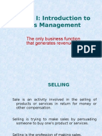 Module I: Introduction to Sales Management