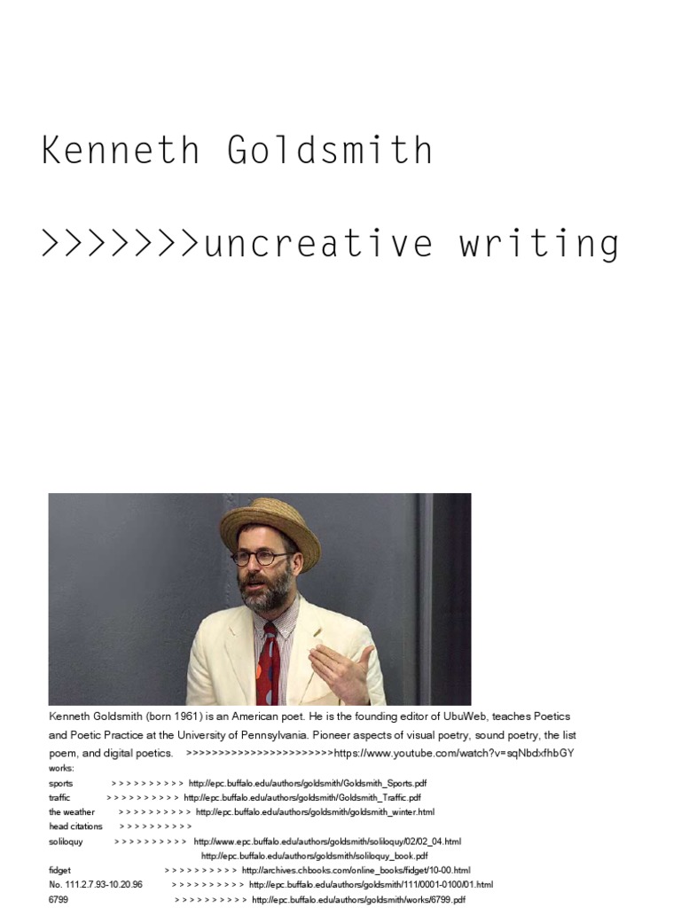 Kenneth Goldsmith Uncreative Writing PDF Road Transport Transport picture