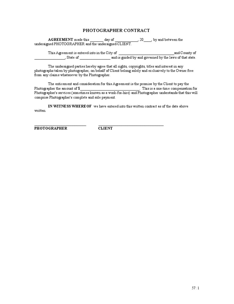 Photographer Work-for-Hire Agreement | PDF