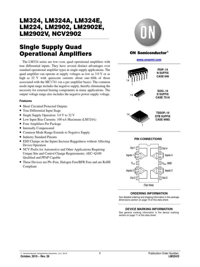 Datasheet Lm324 Pdf – Lm324 Amplifier – YFWHCY