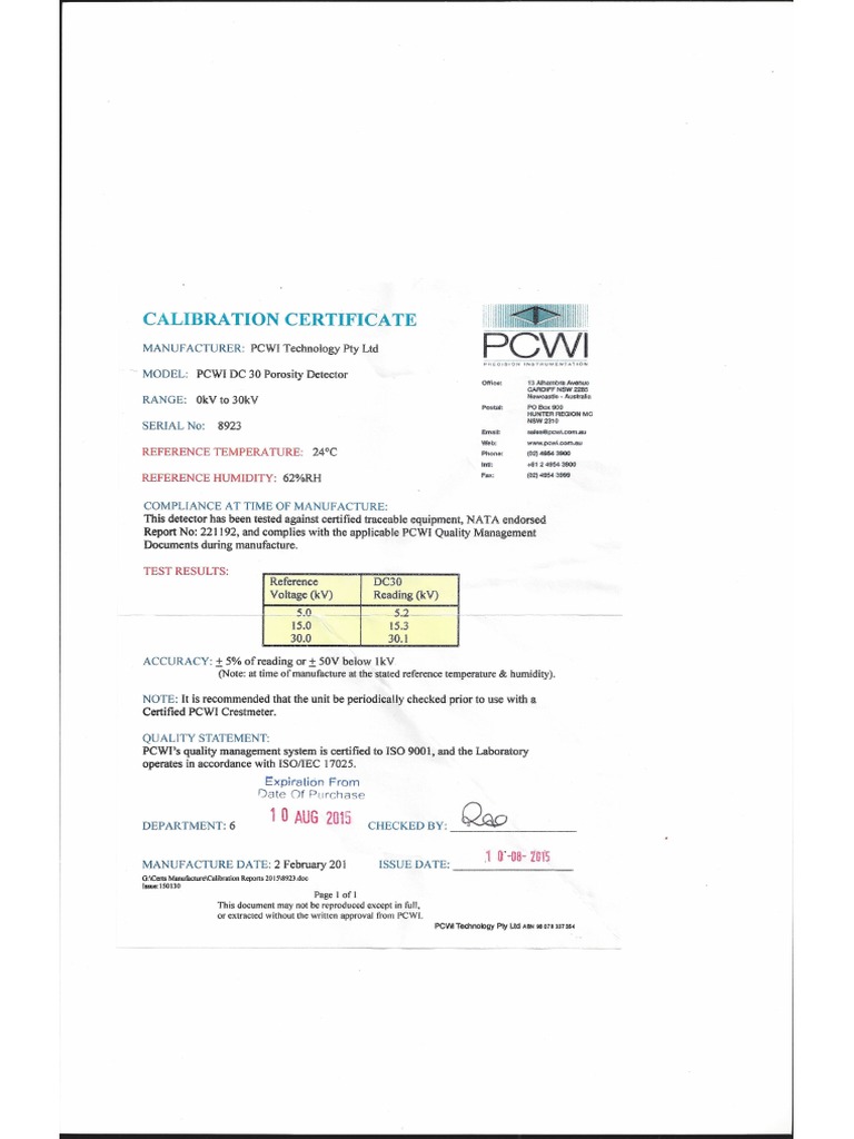 Calibration Certificate