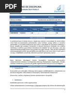 Plano de Disciplina_Fundamentos Da Administração_1º Semestre