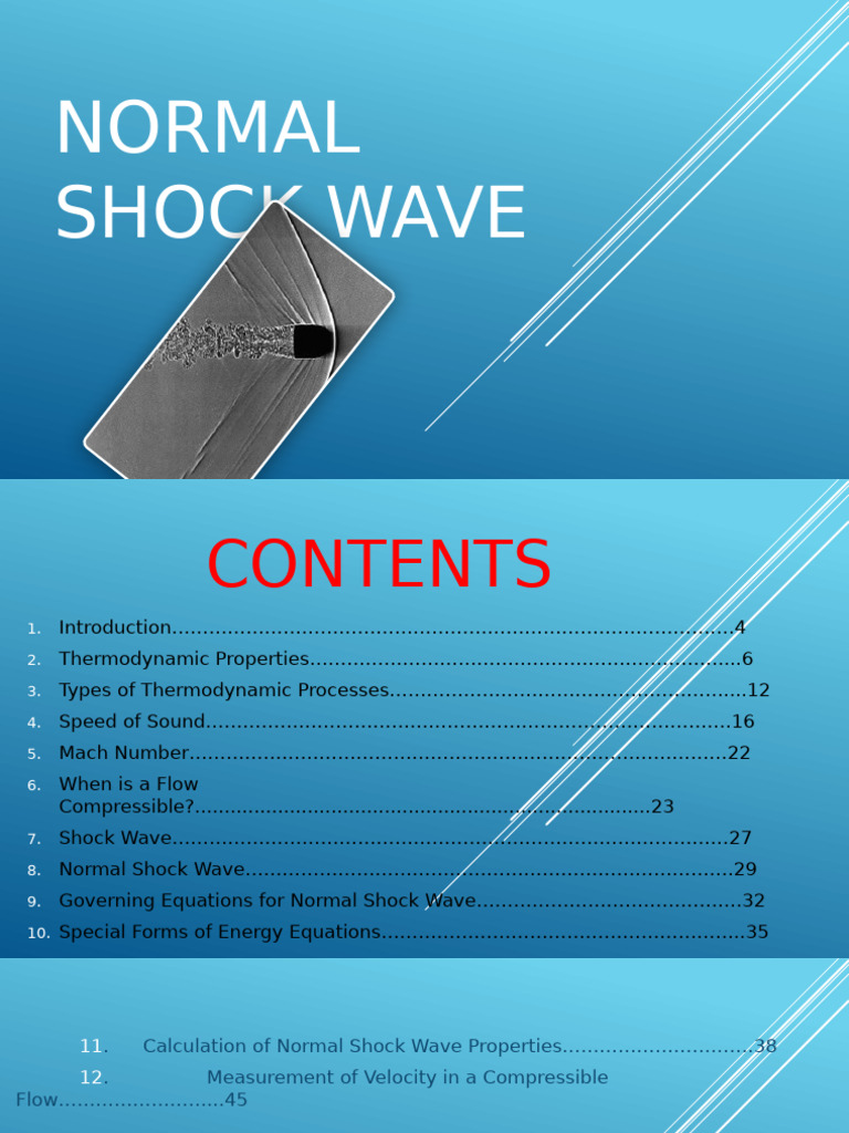 Normal Shock Wave Presentation Fluid Dynamics Aerodynamics