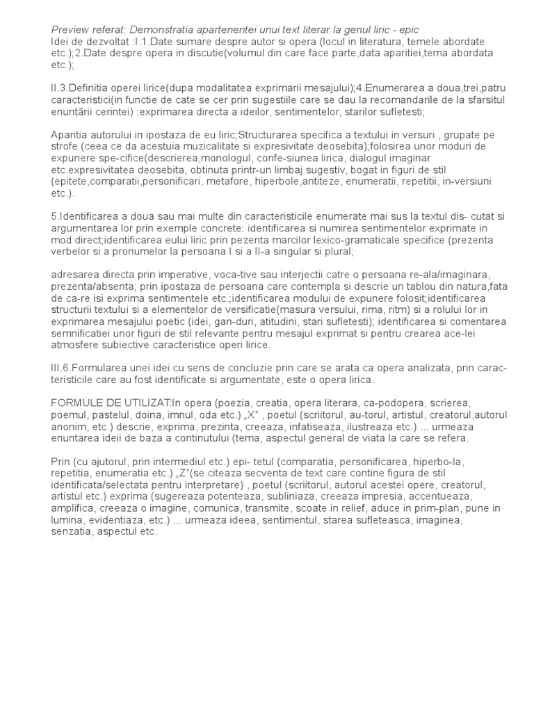 Argumentare Gen Liric Argumentare Gen Liric | PDF