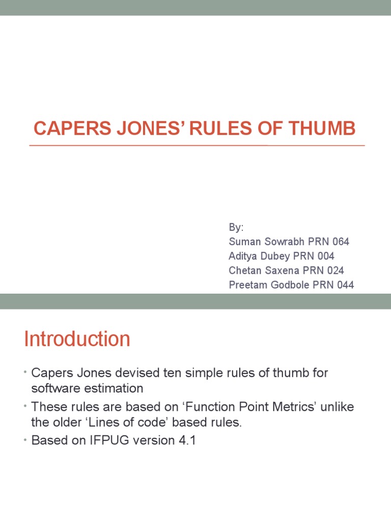 Caper Jones Rule of Thumb Download Free PDF Software Bug Software
