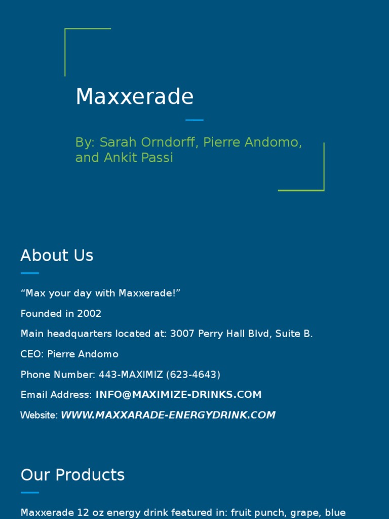 Maxxerade: Natural Energy Drinks | PDF