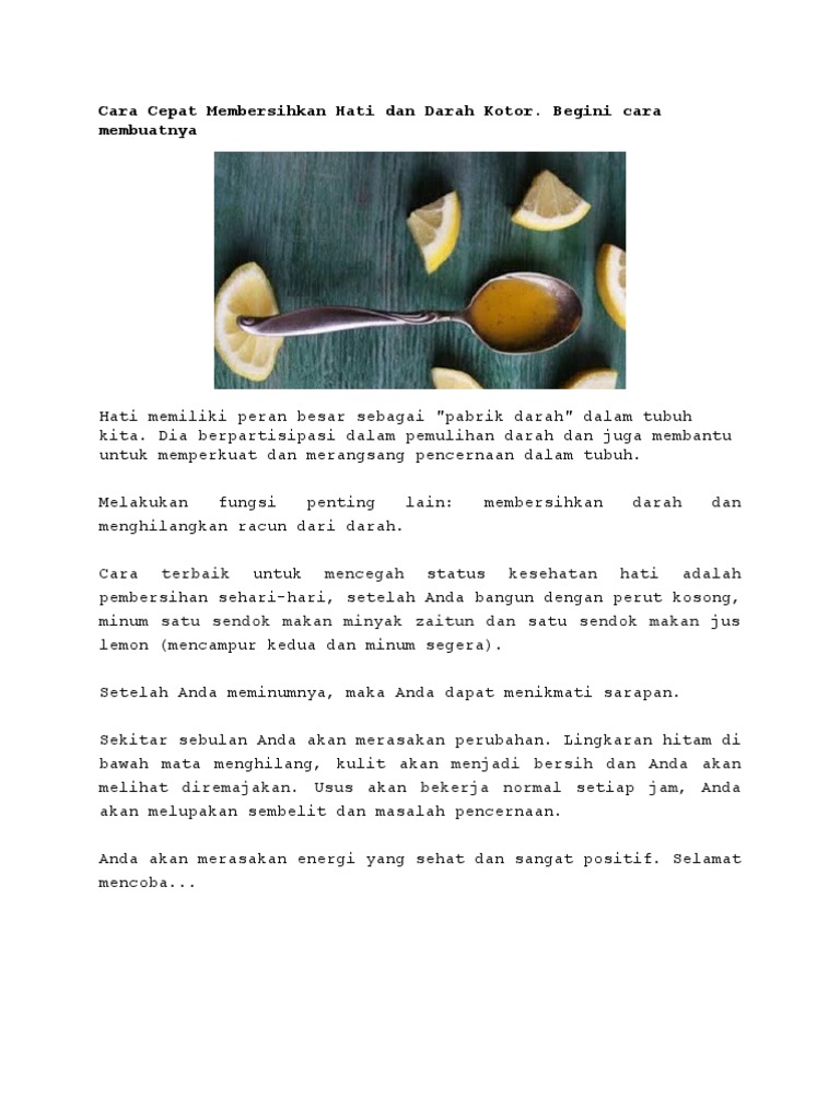 Cara Cepat Membersihkan Hati Dan Darah Kotor Pdf
