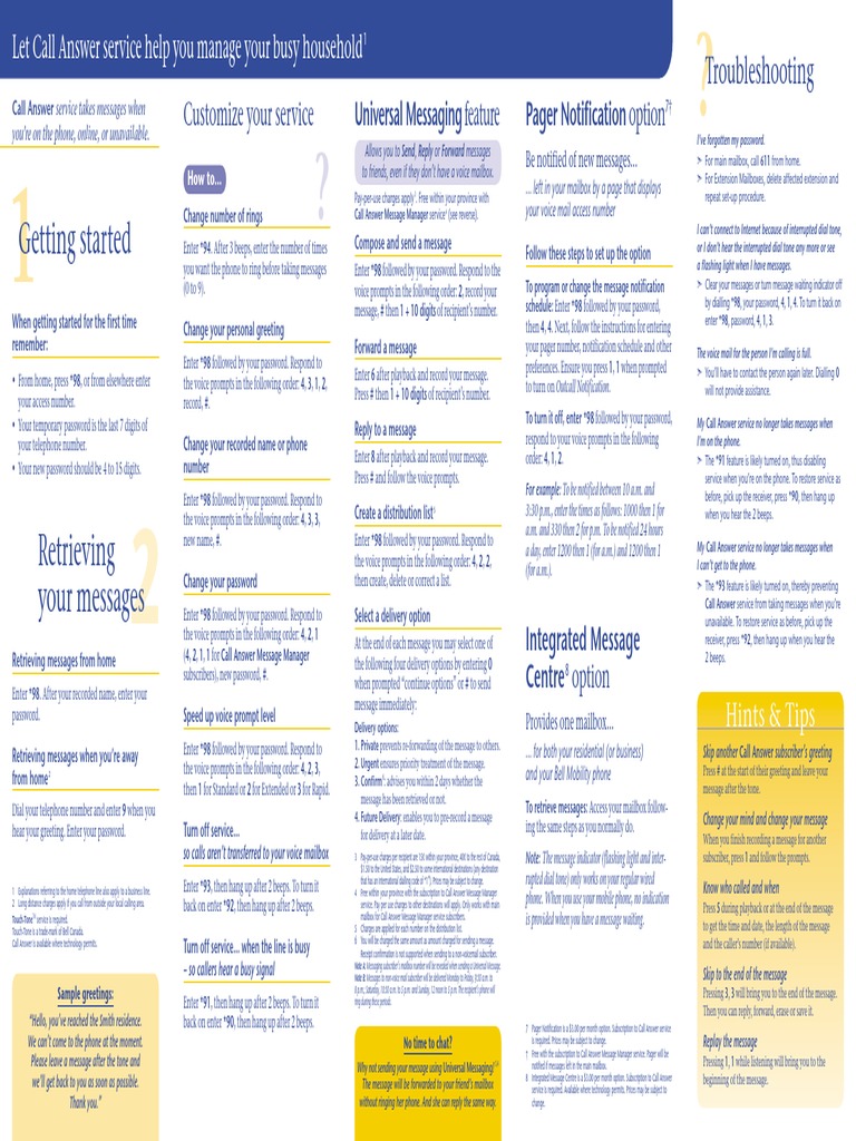 Bell Voice Messaging Userguide Voicemail Email