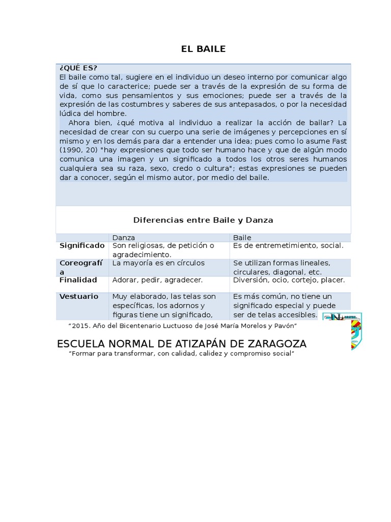 Ficha Baile | Descargar gratis PDF | Bailes | Conceptos psicologicos