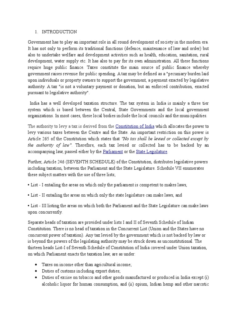 Indian Taxation System Overview | PDF | Public Finance | Excise