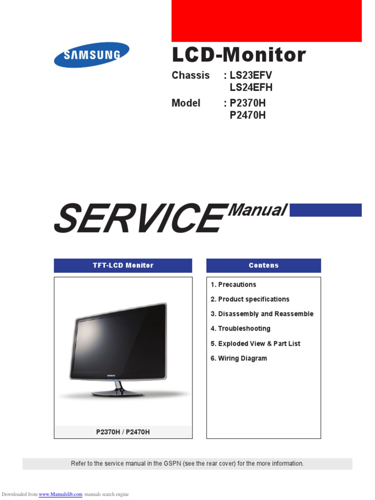 Samsung p2370h Service Manual | Electrostatic Discharge | Electrical  Connector
