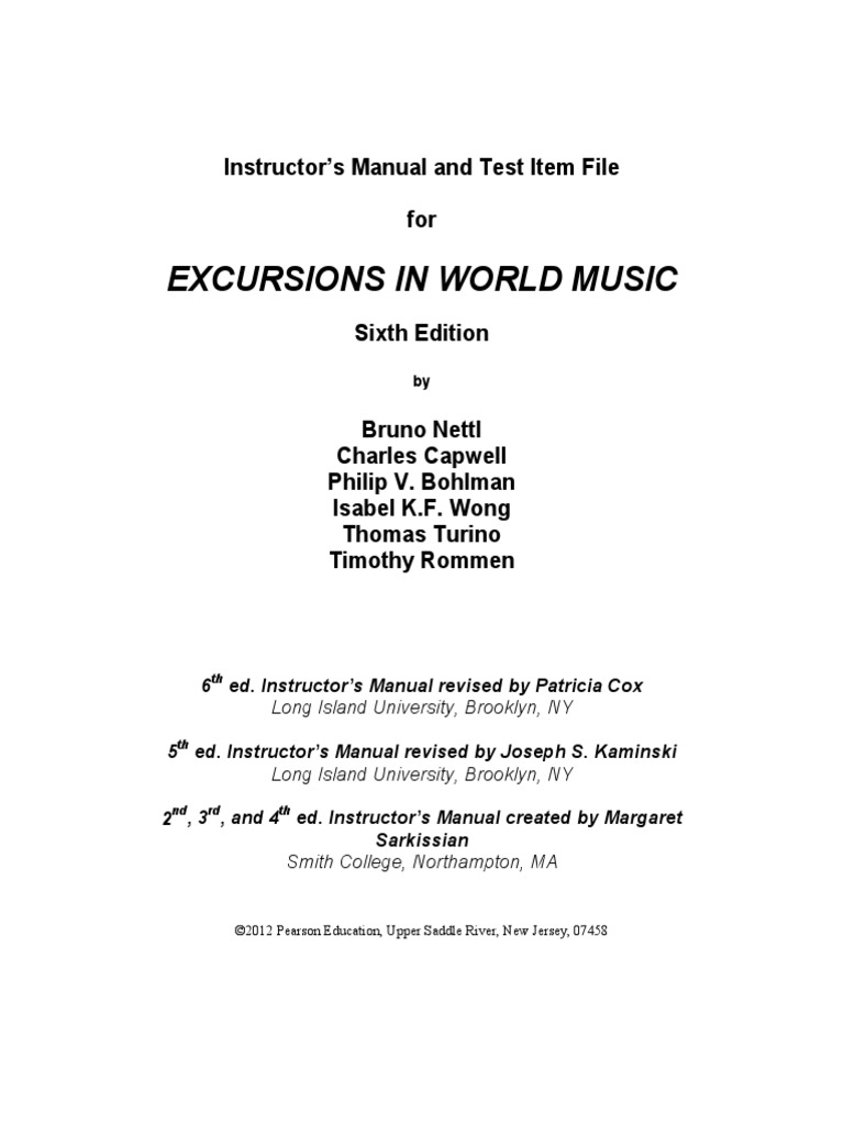 Excursions in World Music Student PDF Sound Performing Arts