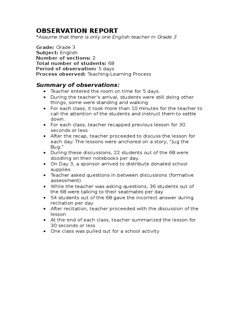 observation report format