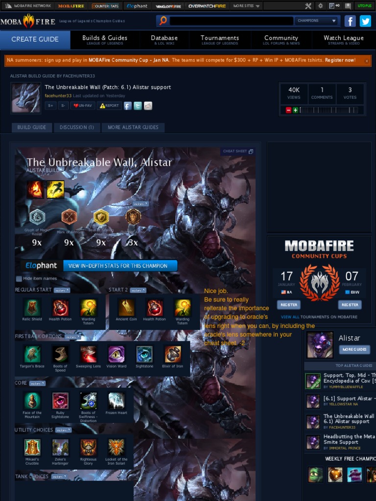 Alistar Support Build Guide 6.1 | PDF | Tanks | Leisure