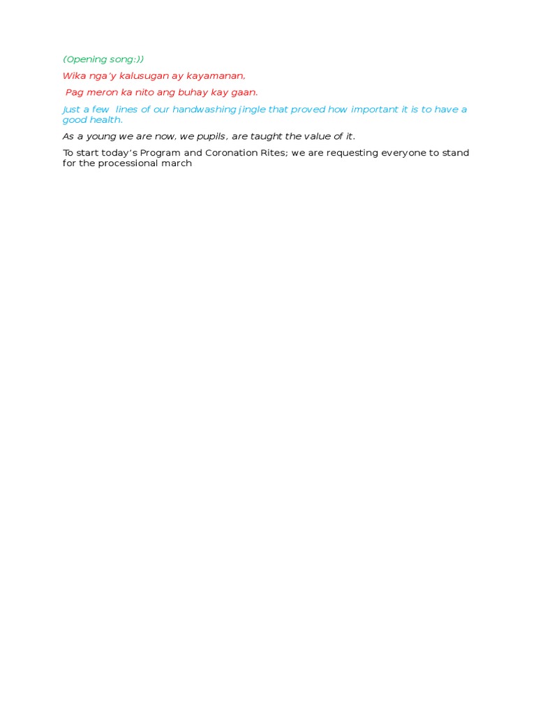 Script In Nutrition Program Emcee Pdf