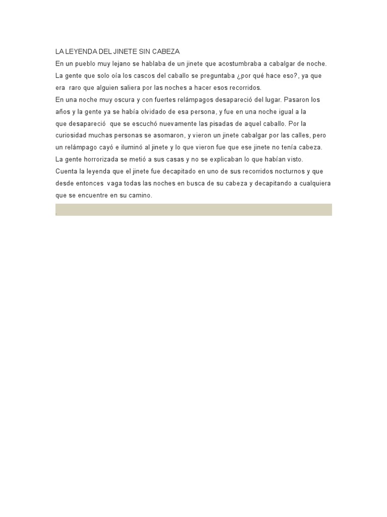 La Leyenda Del Jinete Sin Cabeza | PDF