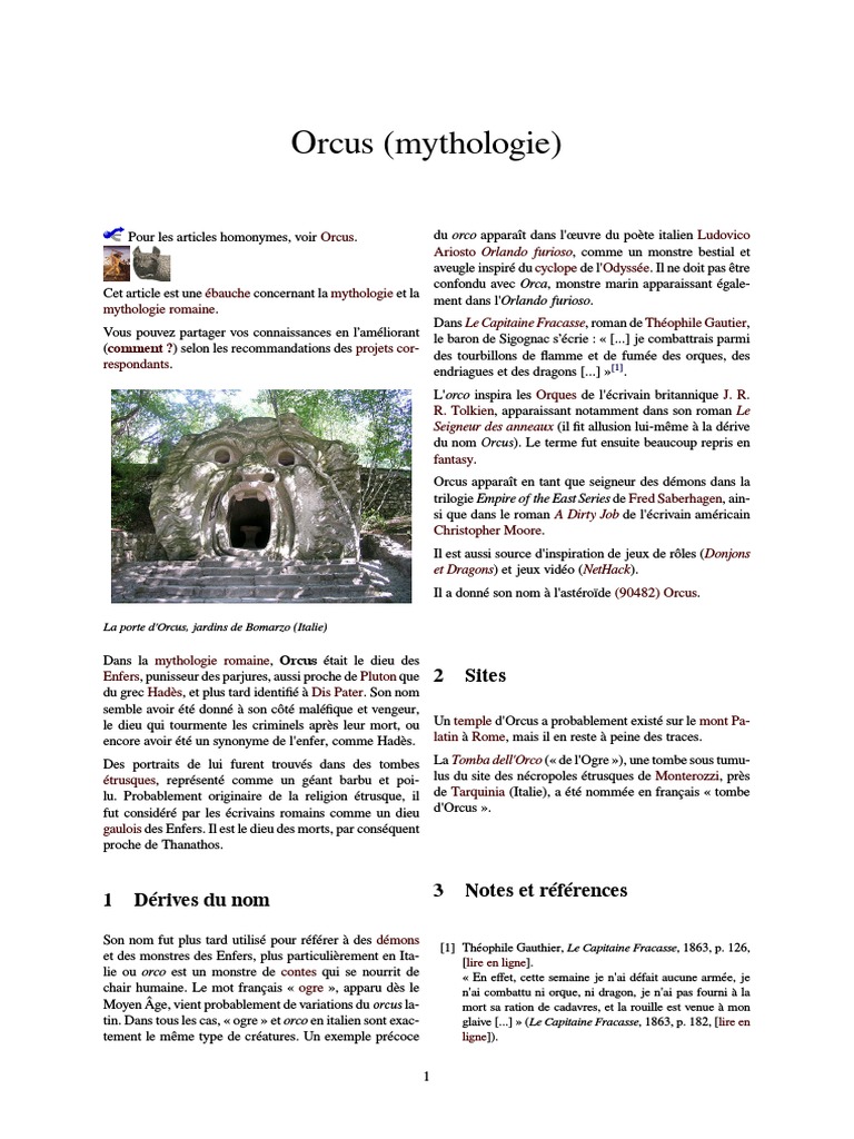 Orcus : Dieu des Enfers romains | PDF | Mythologie romaine | Hadès