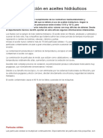 La Contaminación en Aceites Hidráulicos