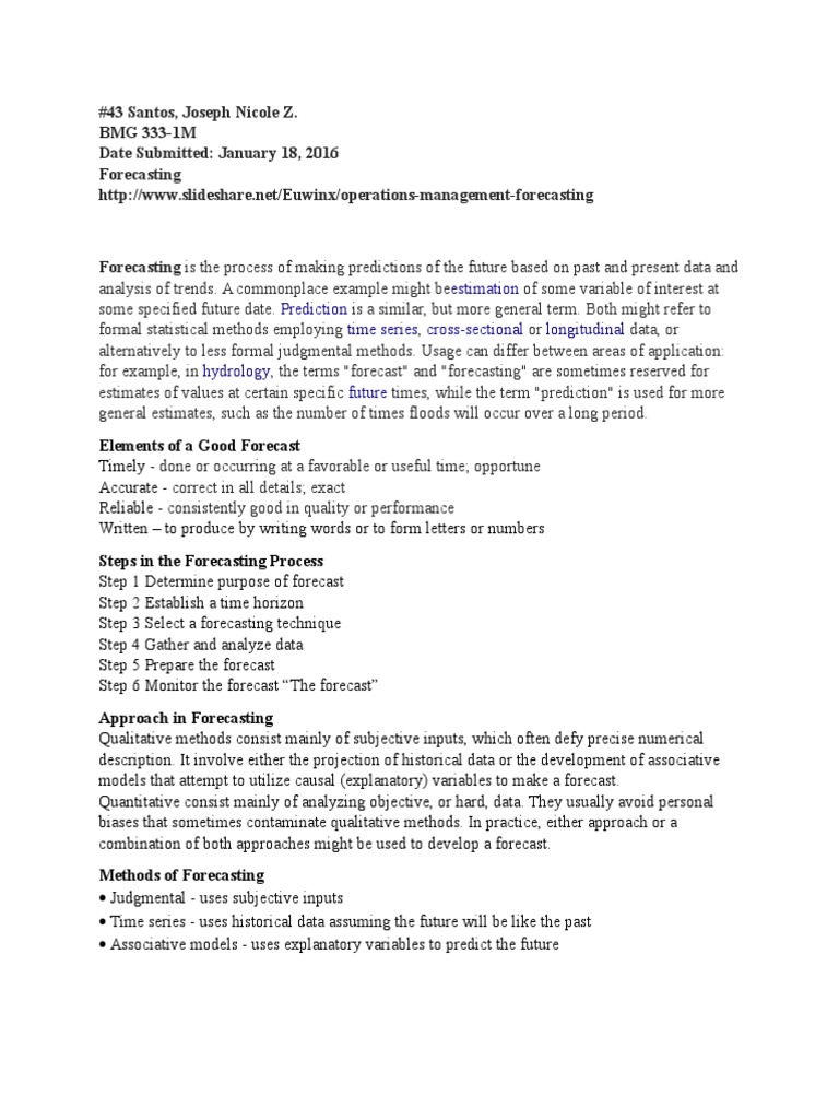 Forecasting Techniques and Processes | PDF